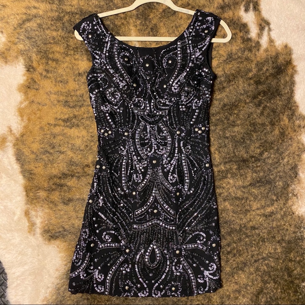 Shail K Silk Beaded Mini Formal Cocktail Dress